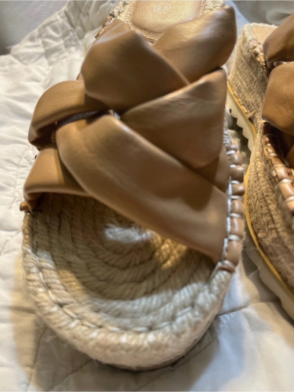 Braided Leather Espadrille Slide Sandals in Brown - Picture 2 of 6